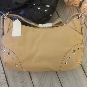 Source Unknown Tan Shoulder Bag with Silver Accents